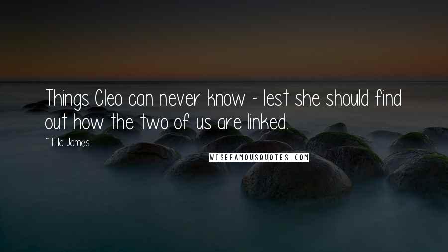 Ella James Quotes: Things Cleo can never know - lest she should find out how the two of us are linked.