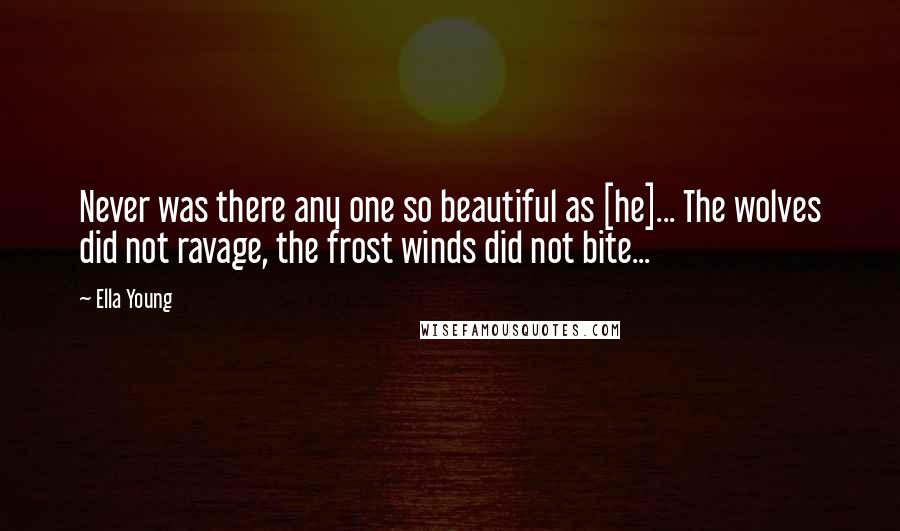 Ella Young Quotes: Never was there any one so beautiful as [he]... The wolves did not ravage, the frost winds did not bite...
