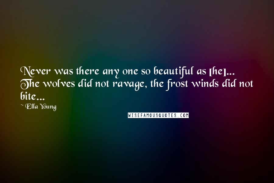 Ella Young Quotes: Never was there any one so beautiful as [he]... The wolves did not ravage, the frost winds did not bite...