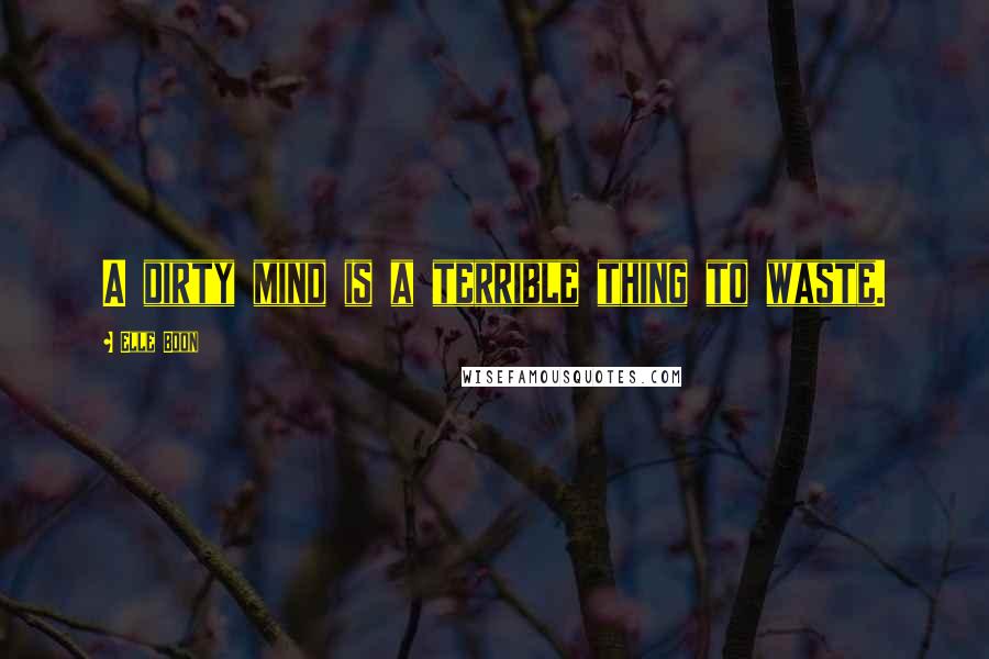 Elle Boon Quotes: A dirty mind is a terrible thing to waste.