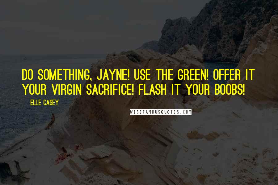 Elle Casey Quotes: Do something, Jayne! Use the Green! Offer it your virgin sacrifice! Flash it your boobs!