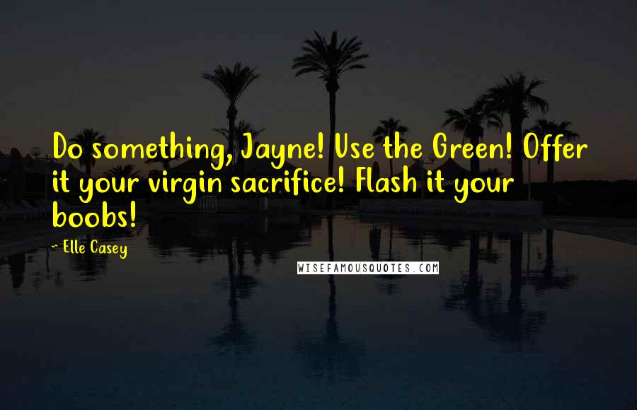 Elle Casey Quotes: Do something, Jayne! Use the Green! Offer it your virgin sacrifice! Flash it your boobs!