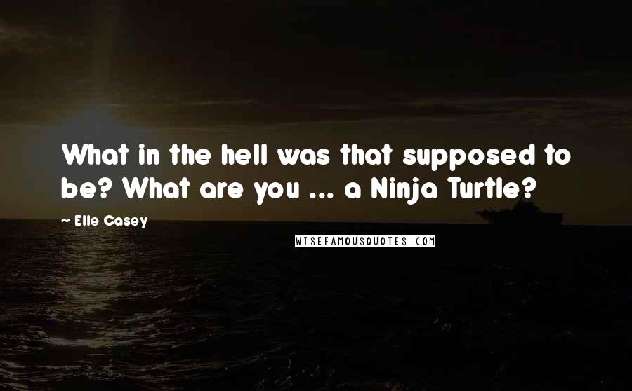 Elle Casey Quotes: What in the hell was that supposed to be? What are you ... a Ninja Turtle?