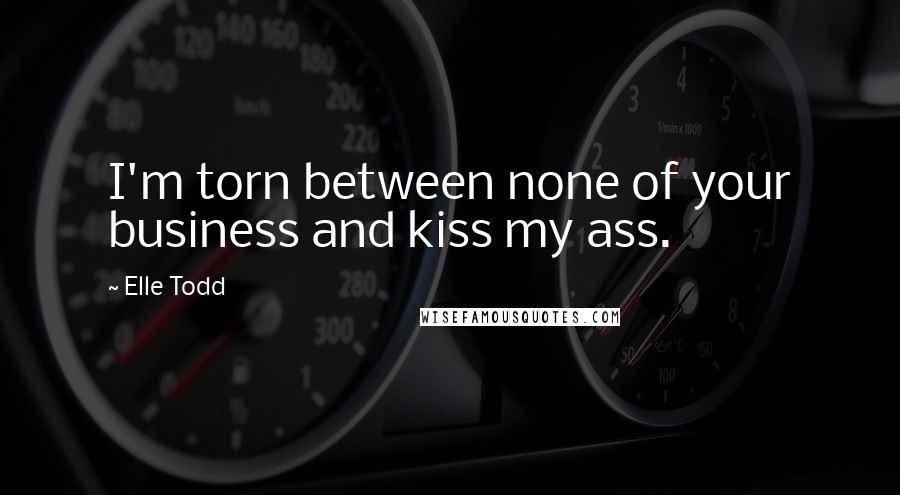 Elle Todd Quotes: I'm torn between none of your business and kiss my ass.