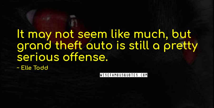 Elle Todd Quotes: It may not seem like much, but grand theft auto is still a pretty serious offense.