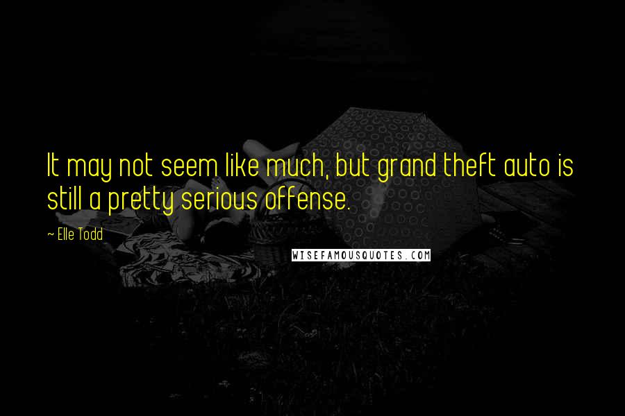 Elle Todd Quotes: It may not seem like much, but grand theft auto is still a pretty serious offense.