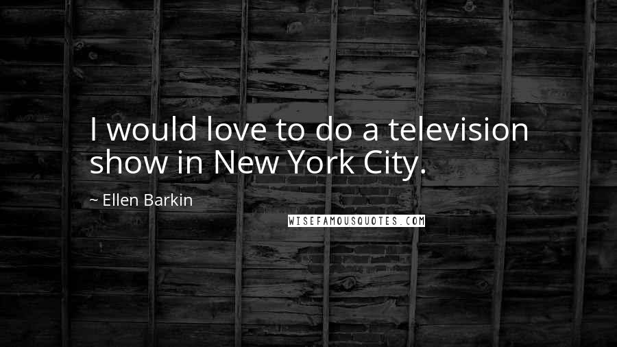 Ellen Barkin Quotes: I would love to do a television show in New York City.