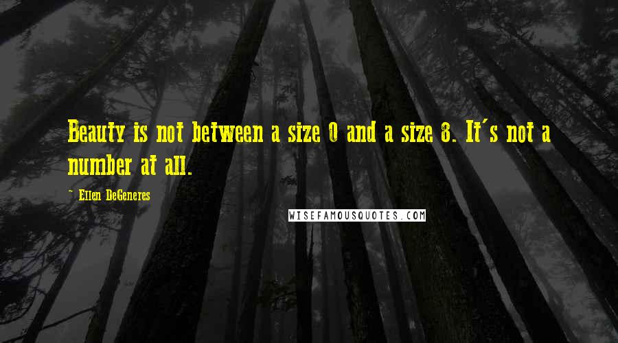 Ellen DeGeneres Quotes: Beauty is not between a size 0 and a size 8. It's not a number at all.