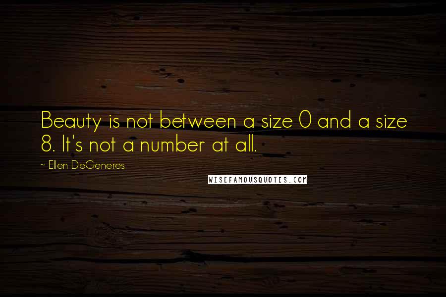 Ellen DeGeneres Quotes: Beauty is not between a size 0 and a size 8. It's not a number at all.