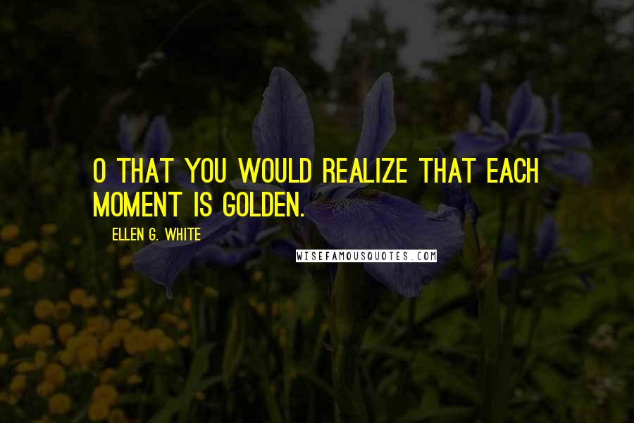Ellen G. White Quotes: O that you would realize that each moment is golden.