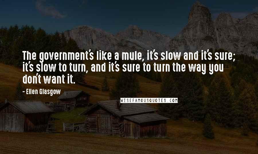 Ellen Glasgow Quotes: The government's like a mule, it's slow and it's sure; it's slow to turn, and it's sure to turn the way you don't want it.