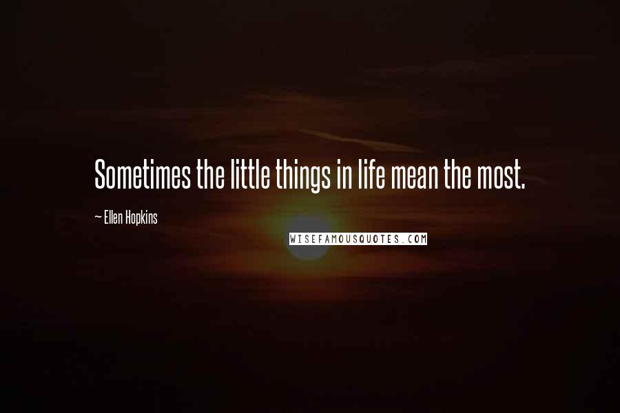 Ellen Hopkins Quotes: Sometimes the little things in life mean the most.