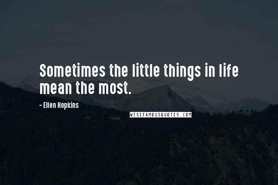 Ellen Hopkins Quotes: Sometimes the little things in life mean the most.