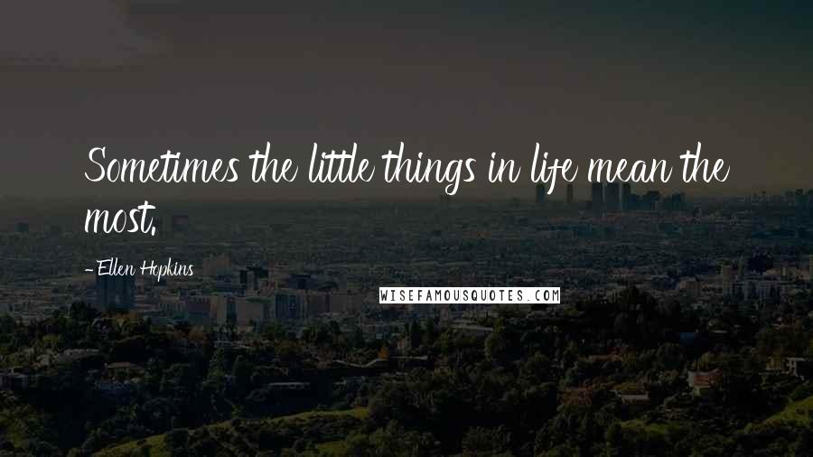 Ellen Hopkins Quotes: Sometimes the little things in life mean the most.