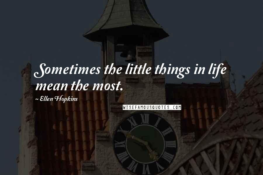 Ellen Hopkins Quotes: Sometimes the little things in life mean the most.