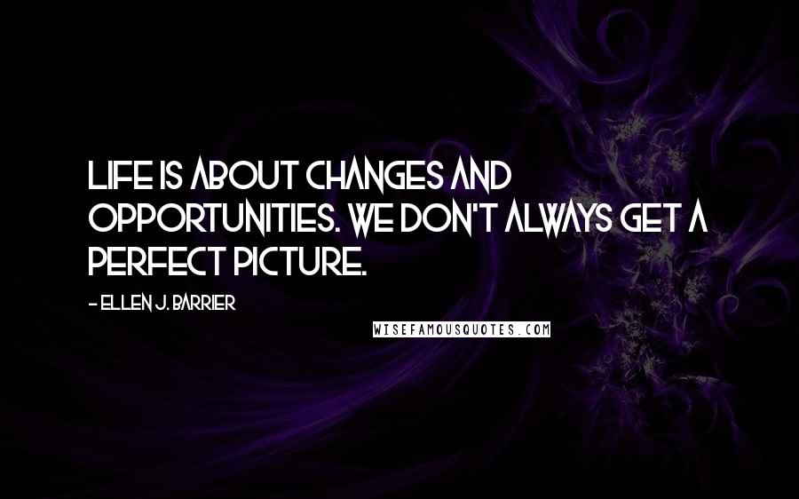 Ellen J. Barrier Quotes: Life is about changes and opportunities. We don't always get a perfect picture.