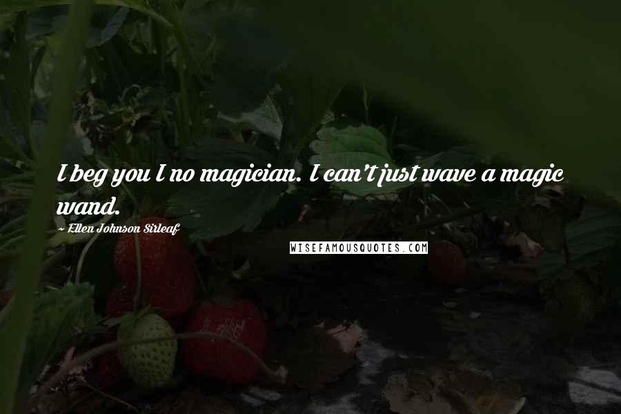 Ellen Johnson Sirleaf Quotes: I beg you I no magician. I can't just wave a magic wand.