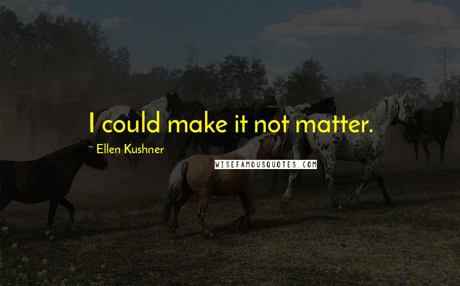 Ellen Kushner Quotes: I could make it not matter.