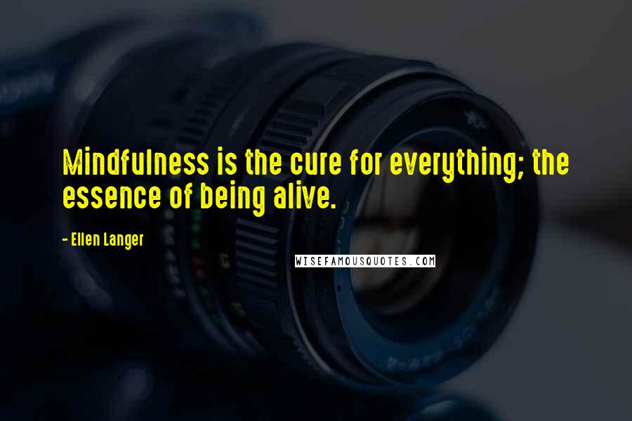 Ellen Langer Quotes: Mindfulness is the cure for everything; the essence of being alive.