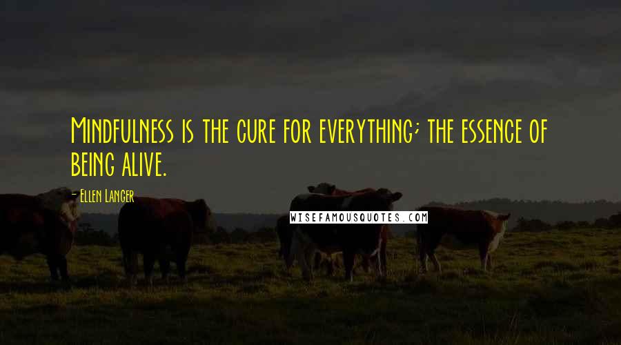 Ellen Langer Quotes: Mindfulness is the cure for everything; the essence of being alive.