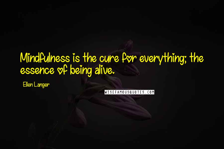 Ellen Langer Quotes: Mindfulness is the cure for everything; the essence of being alive.