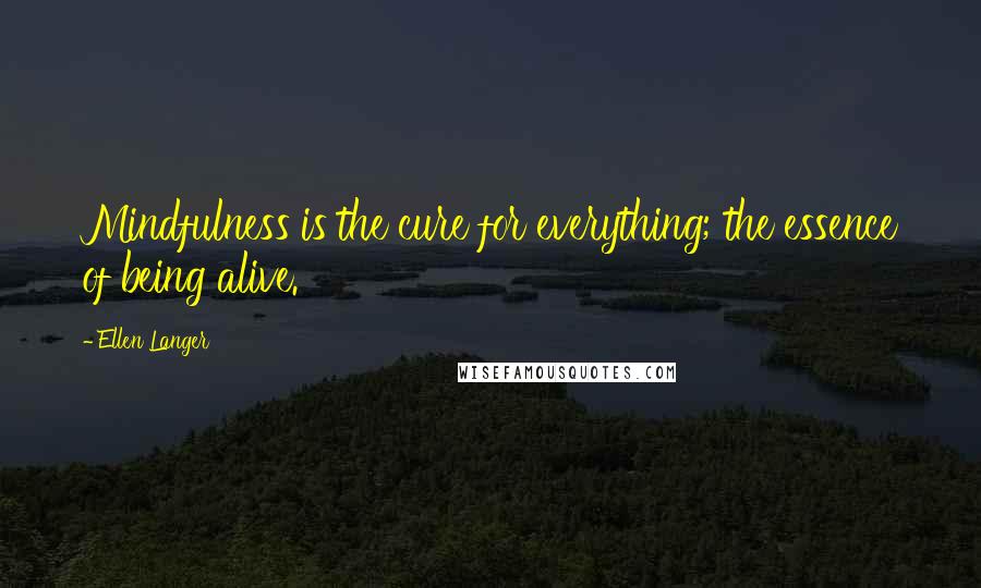 Ellen Langer Quotes: Mindfulness is the cure for everything; the essence of being alive.