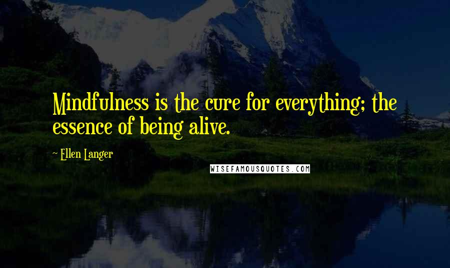 Ellen Langer Quotes: Mindfulness is the cure for everything; the essence of being alive.