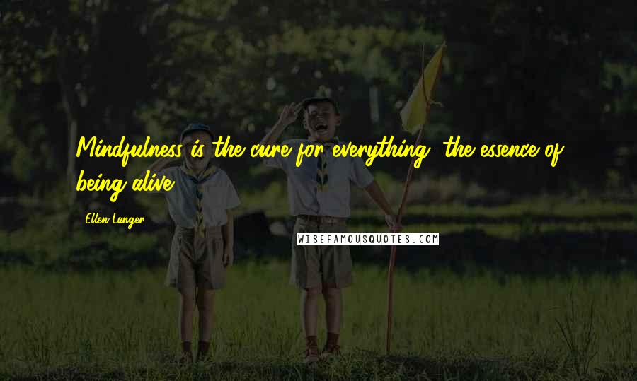 Ellen Langer Quotes: Mindfulness is the cure for everything; the essence of being alive.