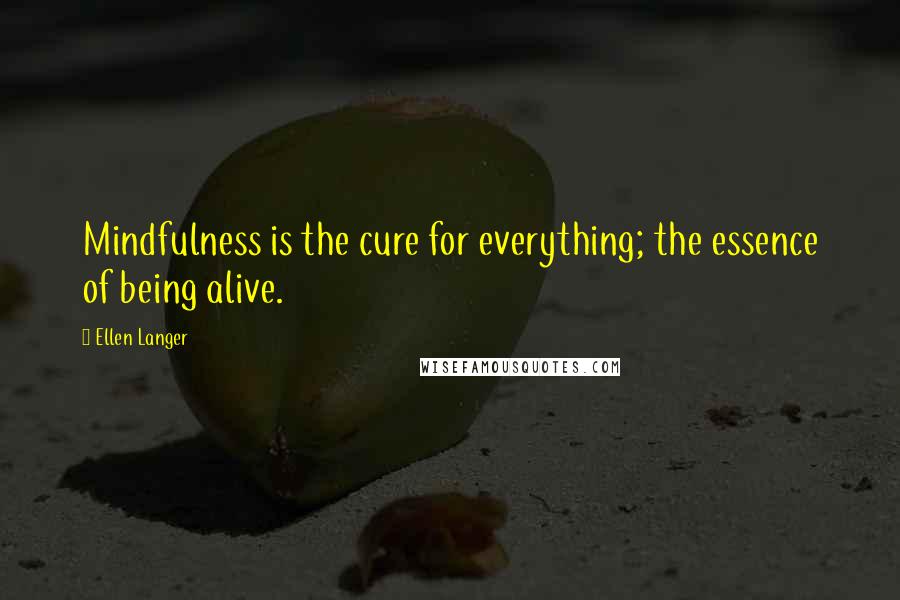 Ellen Langer Quotes: Mindfulness is the cure for everything; the essence of being alive.