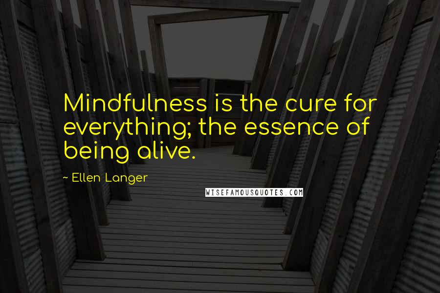 Ellen Langer Quotes: Mindfulness is the cure for everything; the essence of being alive.