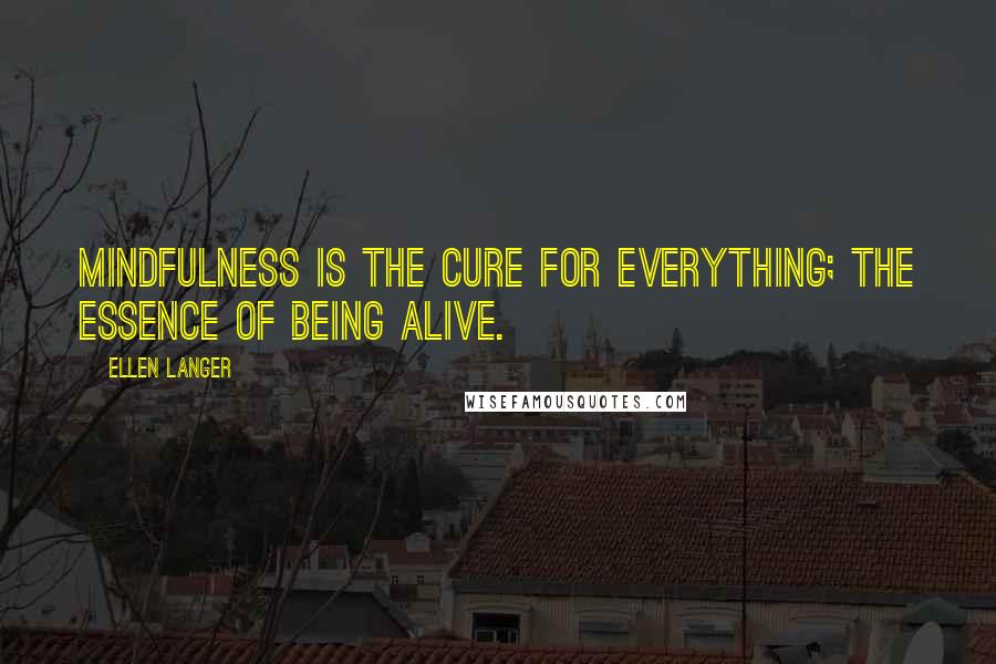 Ellen Langer Quotes: Mindfulness is the cure for everything; the essence of being alive.