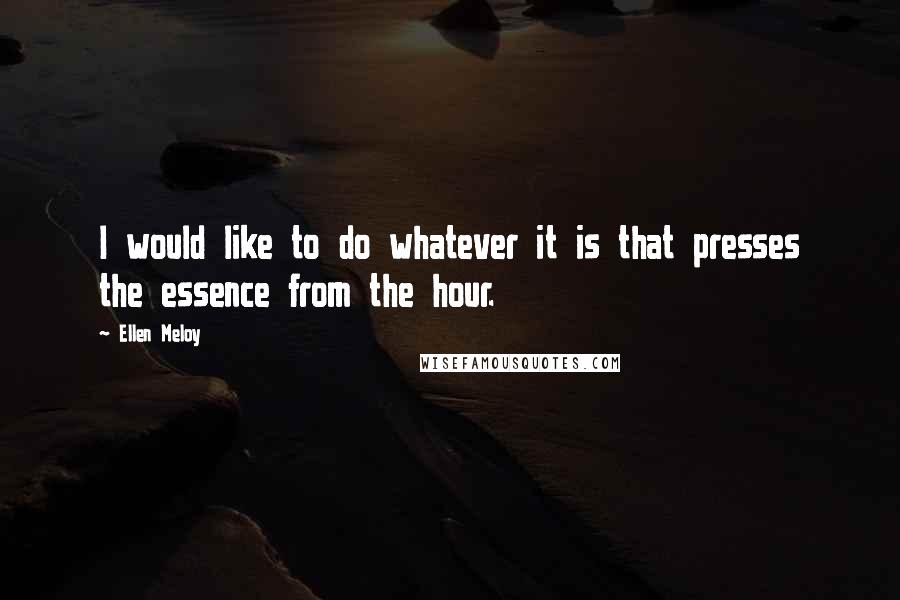 Ellen Meloy Quotes: I would like to do whatever it is that presses the essence from the hour.