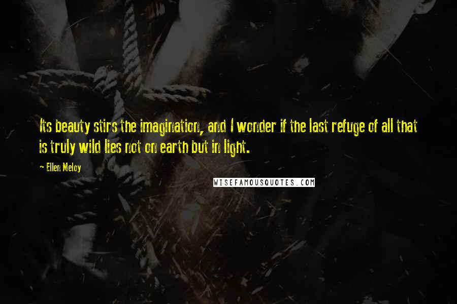 Ellen Meloy Quotes: Its beauty stirs the imagination, and I wonder if the last refuge of all that is truly wild lies not on earth but in light.