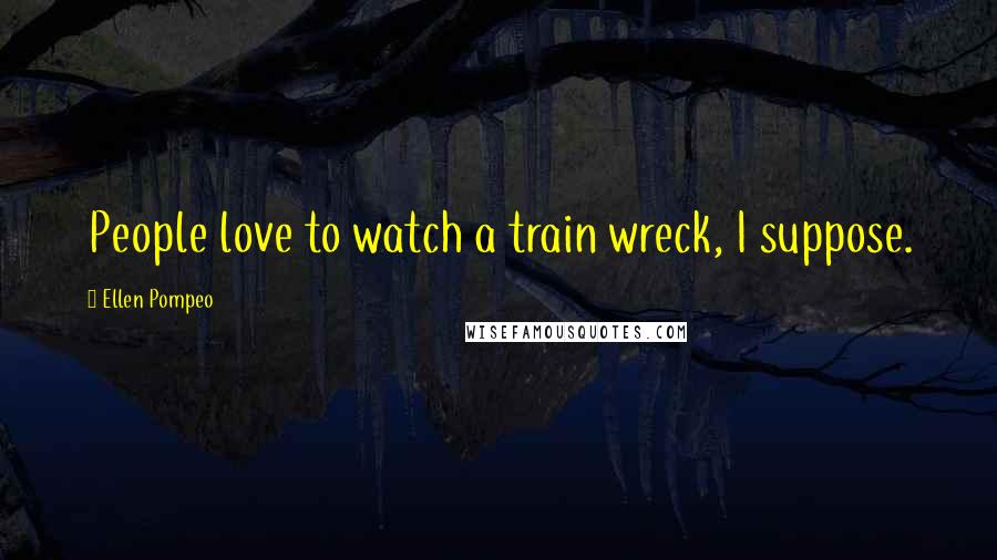 Ellen Pompeo Quotes: People love to watch a train wreck, I suppose.