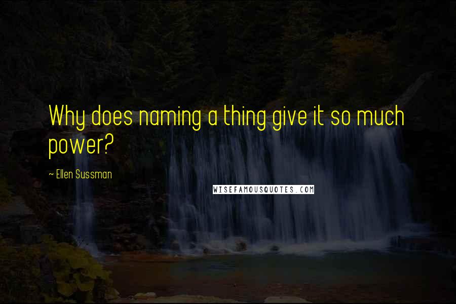 Ellen Sussman Quotes: Why does naming a thing give it so much power?