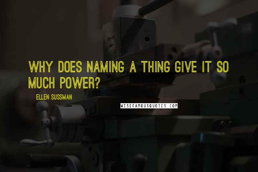 Ellen Sussman Quotes: Why does naming a thing give it so much power?