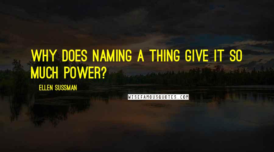 Ellen Sussman Quotes: Why does naming a thing give it so much power?