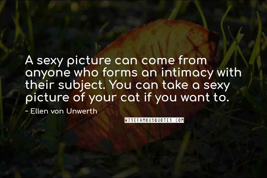 Ellen Von Unwerth Quotes: A sexy picture can come from anyone who forms an intimacy with their subject. You can take a sexy picture of your cat if you want to.