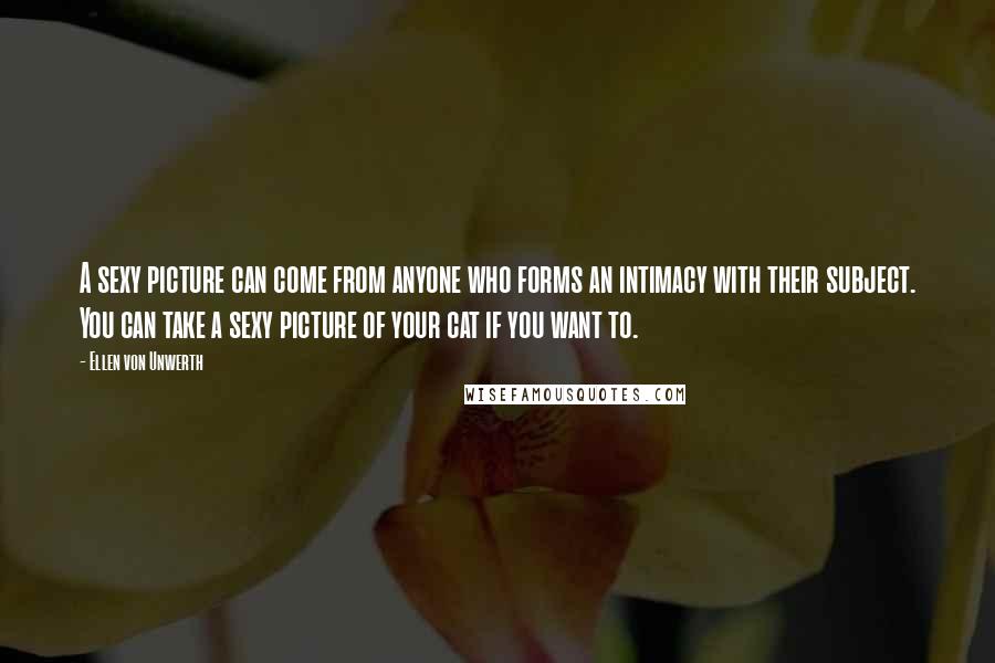 Ellen Von Unwerth Quotes: A sexy picture can come from anyone who forms an intimacy with their subject. You can take a sexy picture of your cat if you want to.