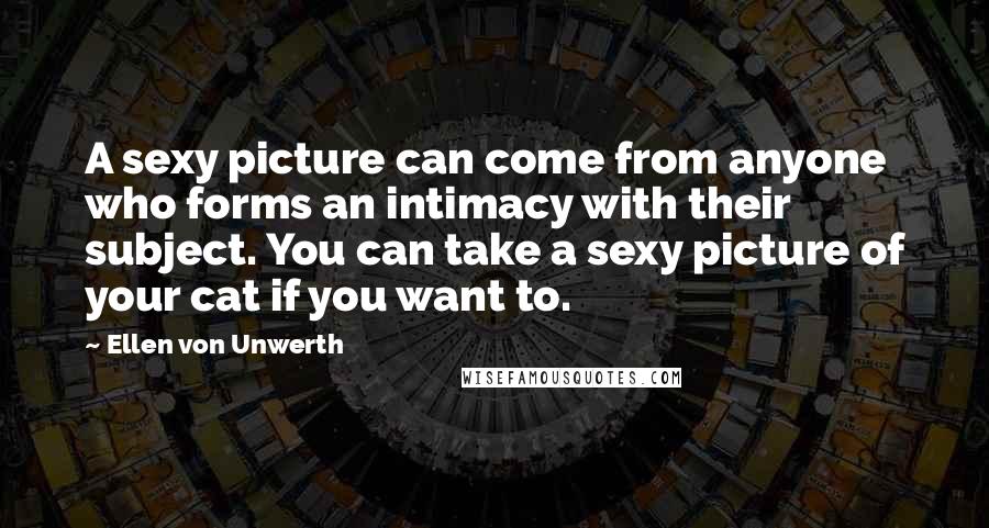 Ellen Von Unwerth Quotes: A sexy picture can come from anyone who forms an intimacy with their subject. You can take a sexy picture of your cat if you want to.