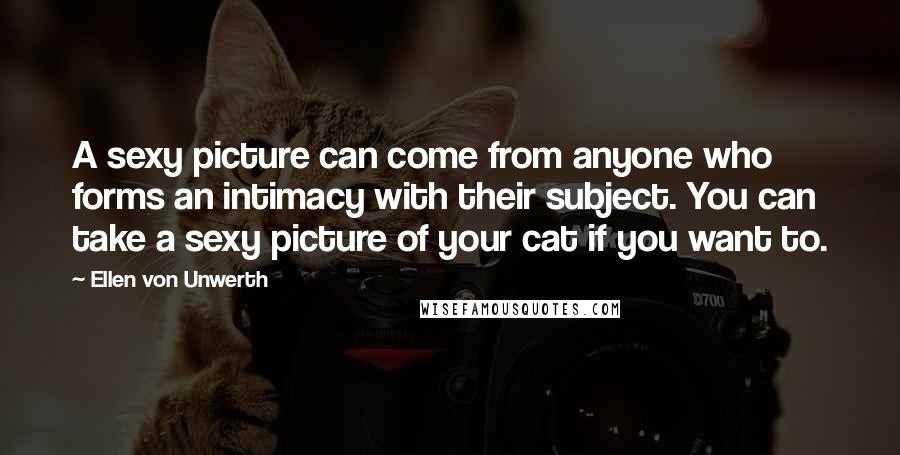 Ellen Von Unwerth Quotes: A sexy picture can come from anyone who forms an intimacy with their subject. You can take a sexy picture of your cat if you want to.
