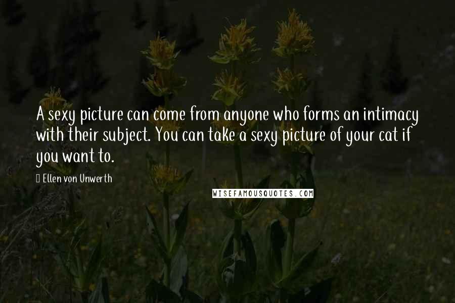 Ellen Von Unwerth Quotes: A sexy picture can come from anyone who forms an intimacy with their subject. You can take a sexy picture of your cat if you want to.