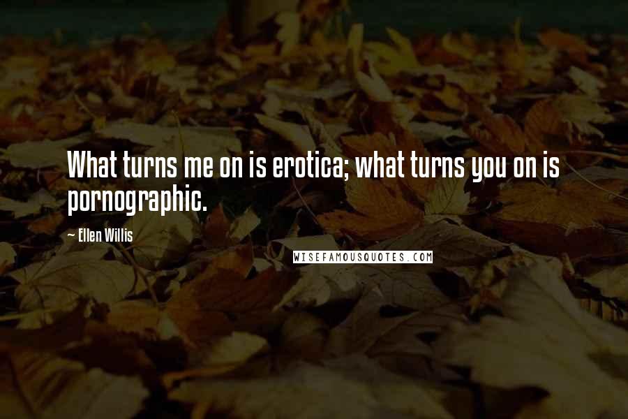 Ellen Willis Quotes: What turns me on is erotica; what turns you on is pornographic.
