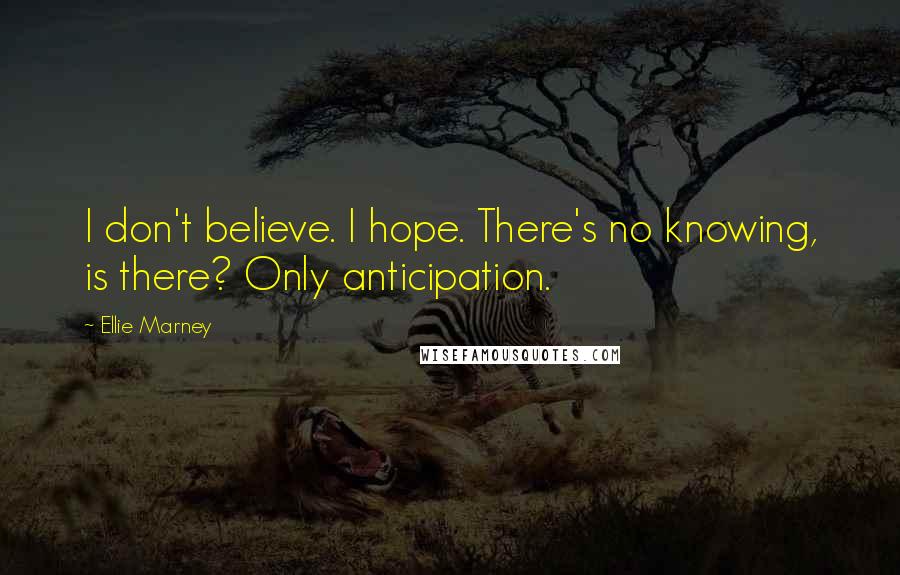 Ellie Marney Quotes: I don't believe. I hope. There's no knowing, is there? Only anticipation.