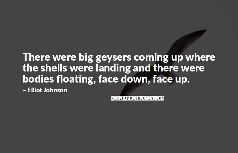 Elliot Johnson Quotes: There were big geysers coming up where the shells were landing and there were bodies floating, face down, face up.