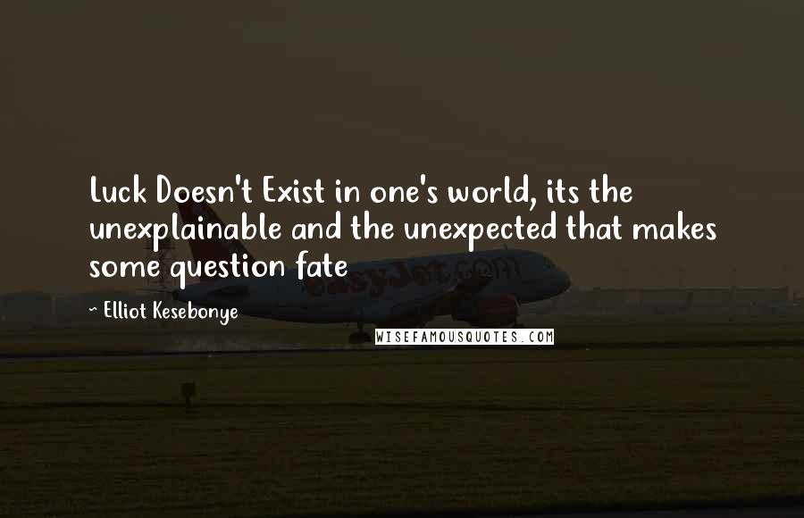 Elliot Kesebonye Quotes: Luck Doesn't Exist in one's world, its the unexplainable and the unexpected that makes some question fate
