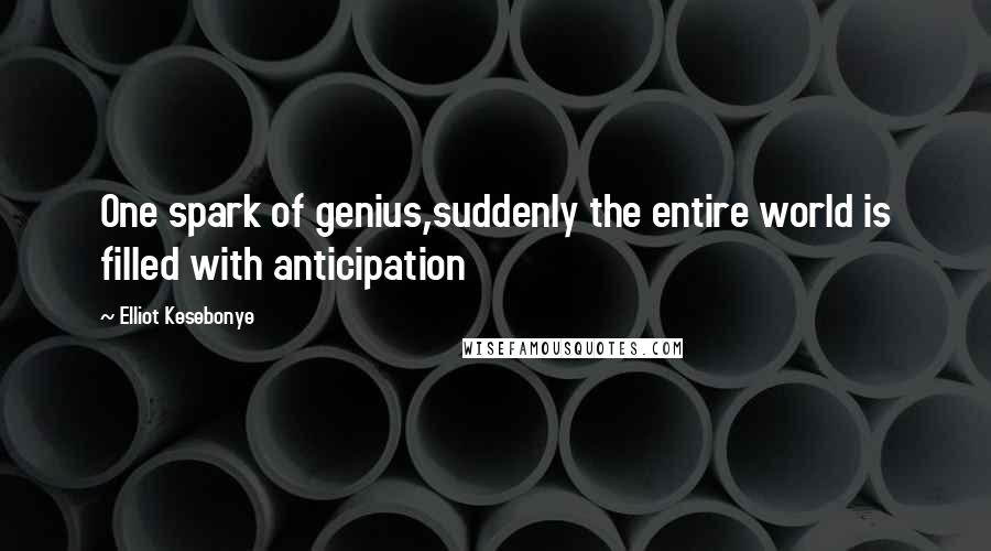 Elliot Kesebonye Quotes: One spark of genius,suddenly the entire world is filled with anticipation