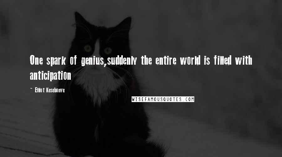 Elliot Kesebonye Quotes: One spark of genius,suddenly the entire world is filled with anticipation