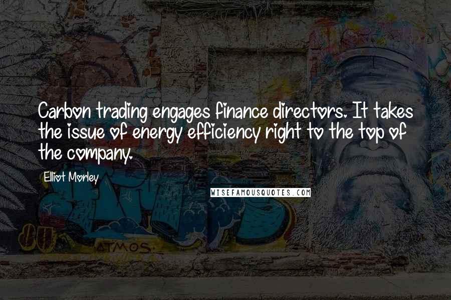 Elliot Morley Quotes: Carbon trading engages finance directors. It takes the issue of energy efficiency right to the top of the company.