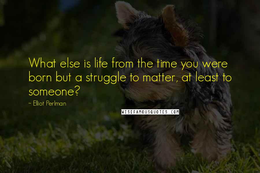 Elliot Perlman Quotes: What else is life from the time you were born but a struggle to matter, at least to someone?